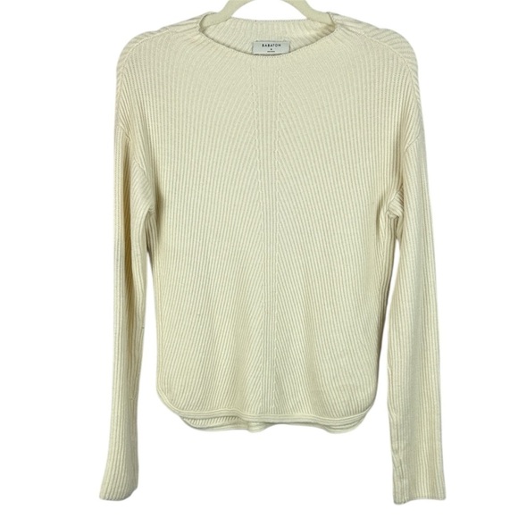 Babaton Sweaters - Babaton Aritzia Wool Linen Blend Ivory Cable Knit Ribbed Medium Pullover Sweater